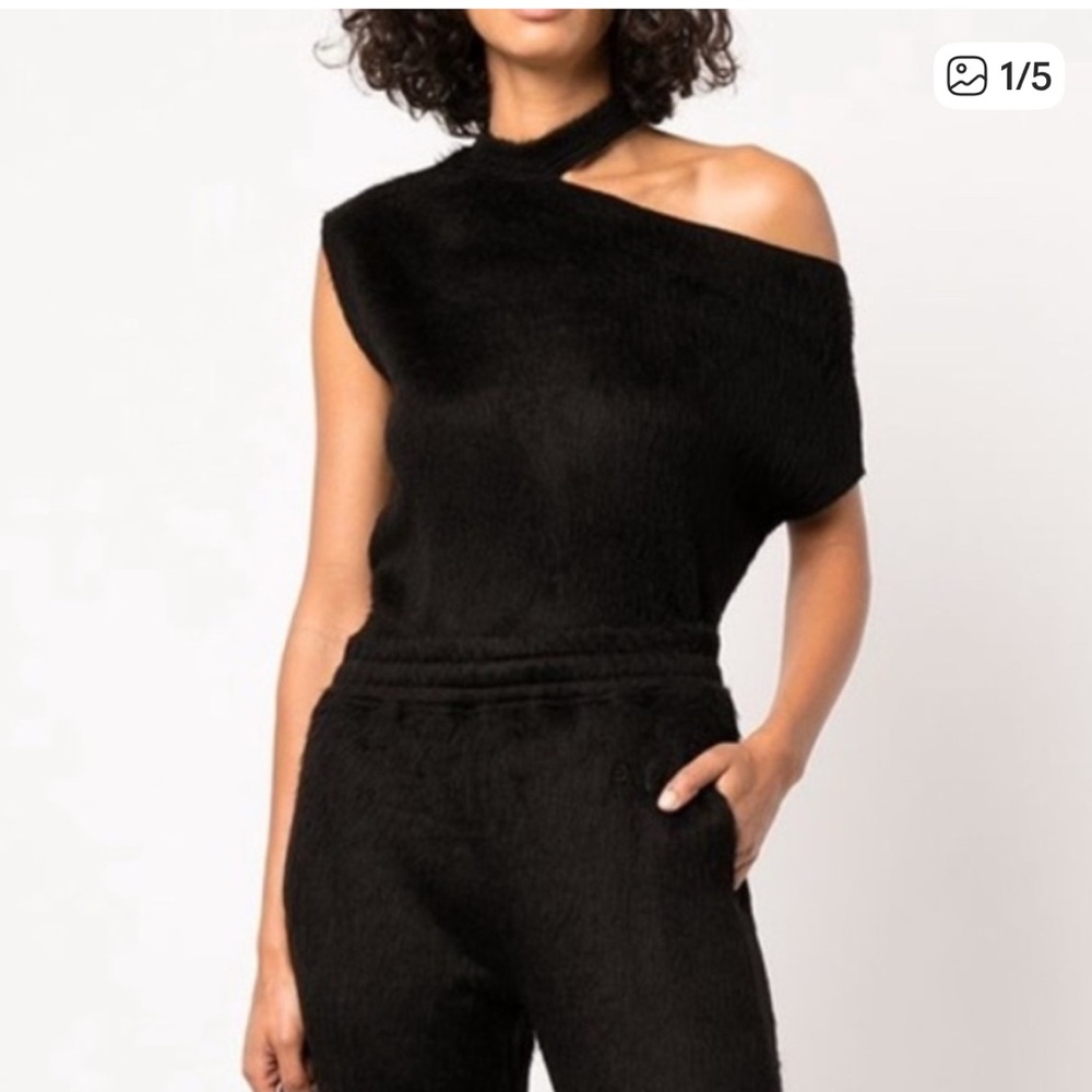 RtA Black Off-Shoulder Sweater Cashmere Japanese Fabric